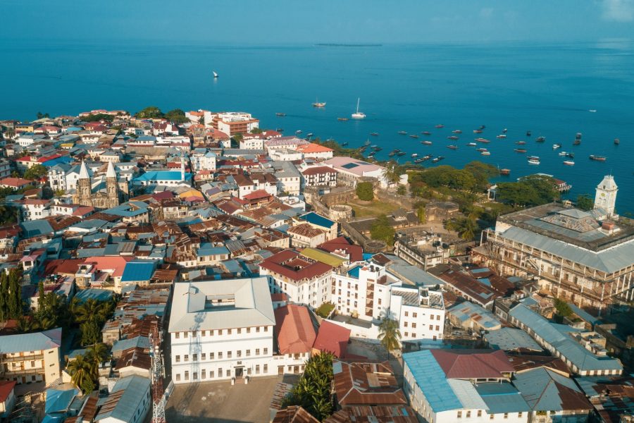 aerial view of the stone town in Zanzibar